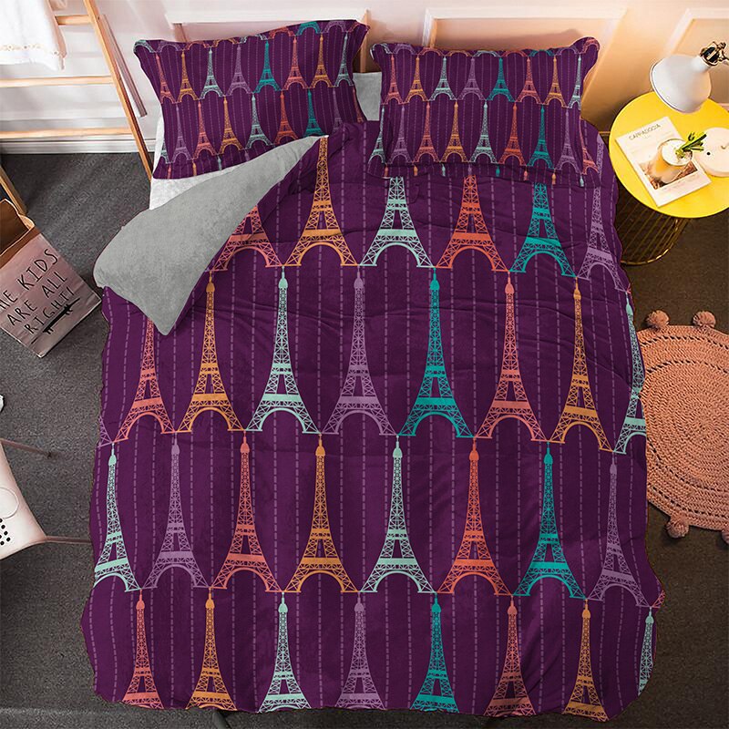 Housse De Couette Violette Tour Eiffel A Paris – MaHousseEtMoi