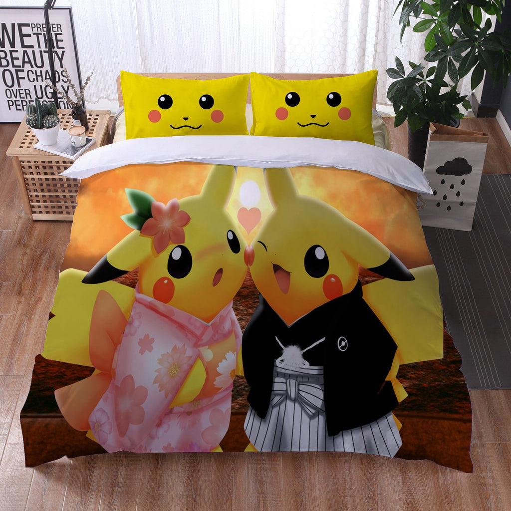 Housse De Couette Pokémon Pikachu Et Son Amoureuse