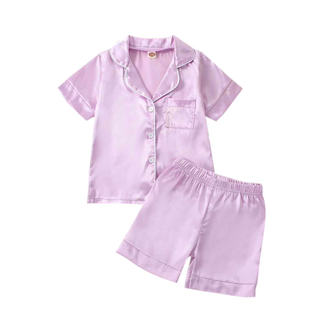 Chemise de Nuit pour Enfant Mauve Imitation Satin