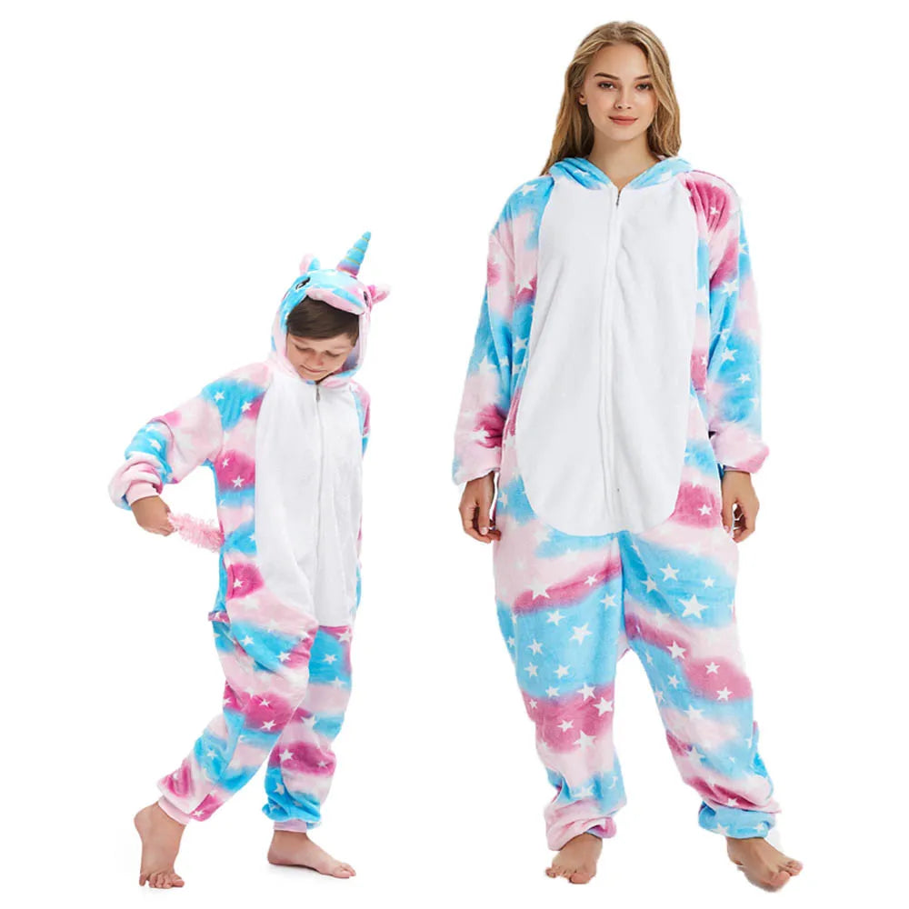 Combinaison Pyjama Licorne Rose et Bleu pour Petite Fille