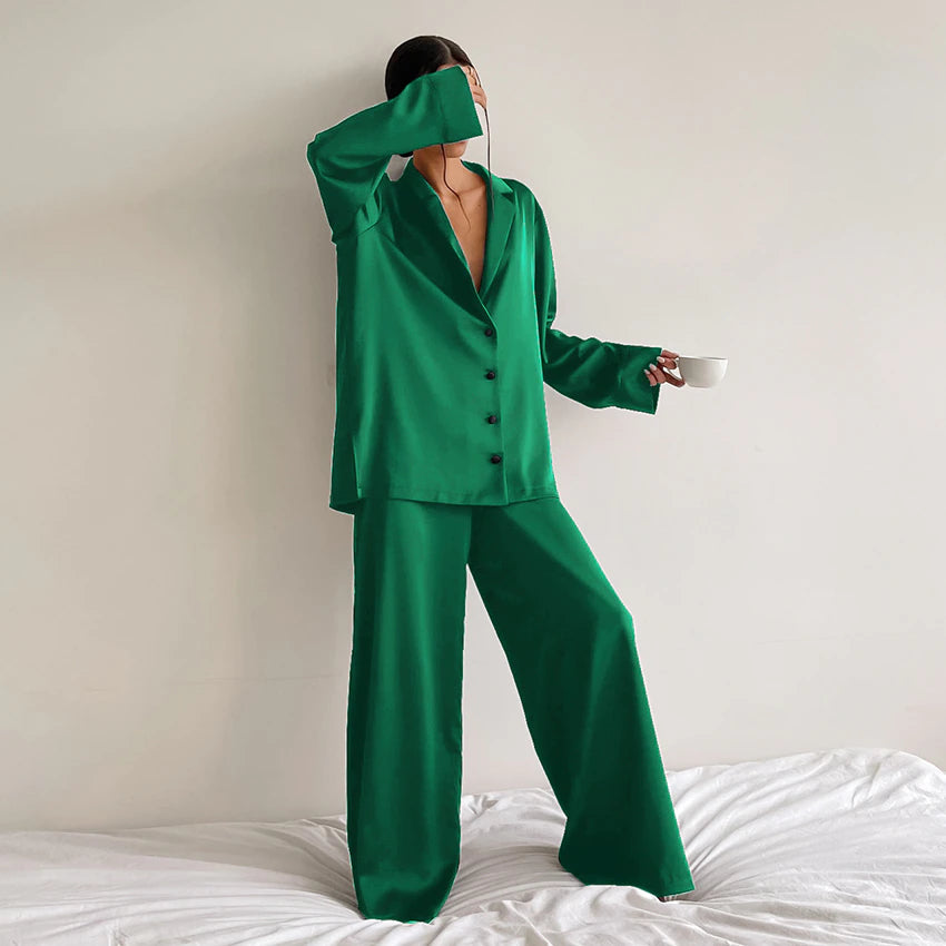 Pyjama Décolleté Ample Femme Vert