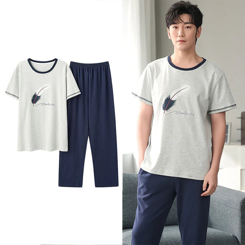 Pyjama Homme Bleu Marine et Gris