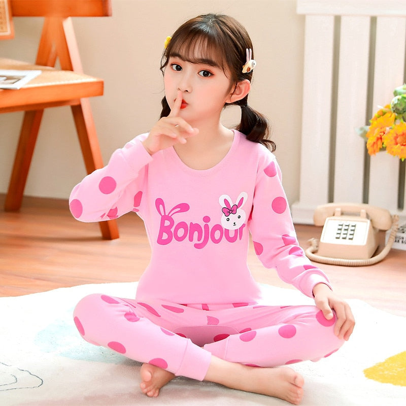 Pyjama Rose Chat pour Enfant 100% Coton