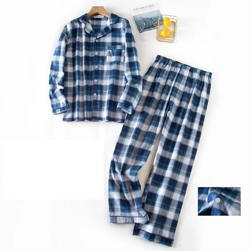 Pyjama pour Homme Blanc et Bleu à Carreaux – MaHousseEtMoi