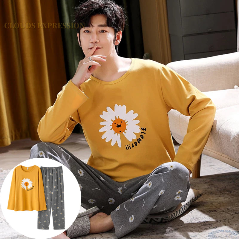 Pyjama pour Homme Jaune à Fleur