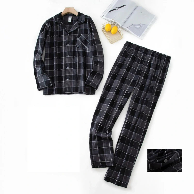 Pyjama pour Homme à Carreaux Noir pour l'Hiver