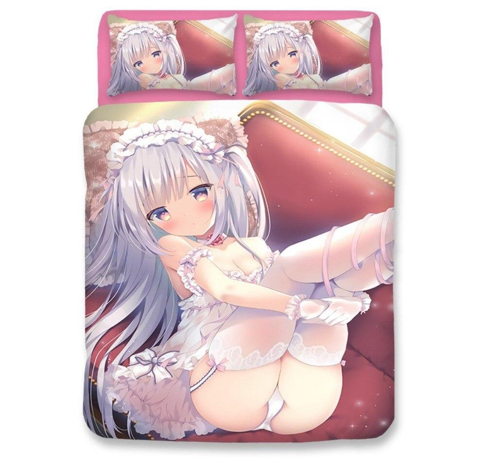 Housse De Couette Hentai Lingerie Blanche Fond Blanc