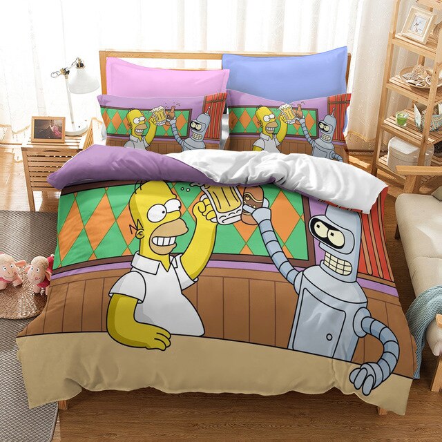 Housse De Couette Les Simpson Homer Et Bender