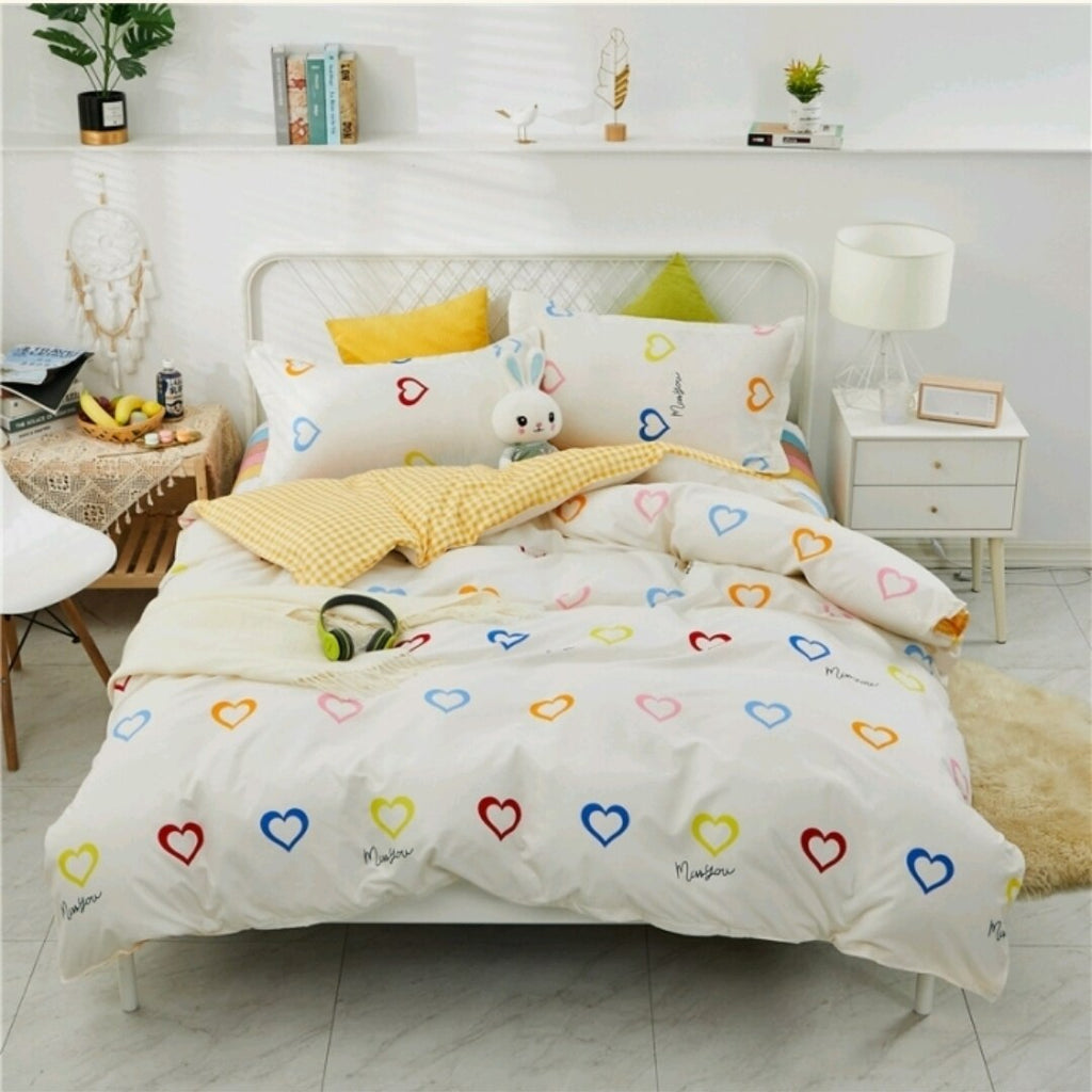 Housse De Couette Scandinave Cœur Multicolore