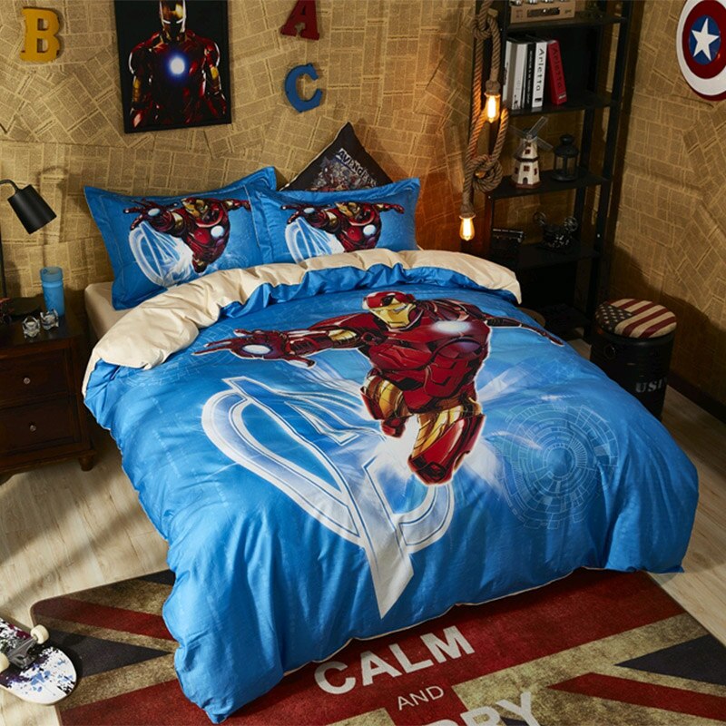 Housse de Couette Marvel Bleue Iron Man 100% Coton