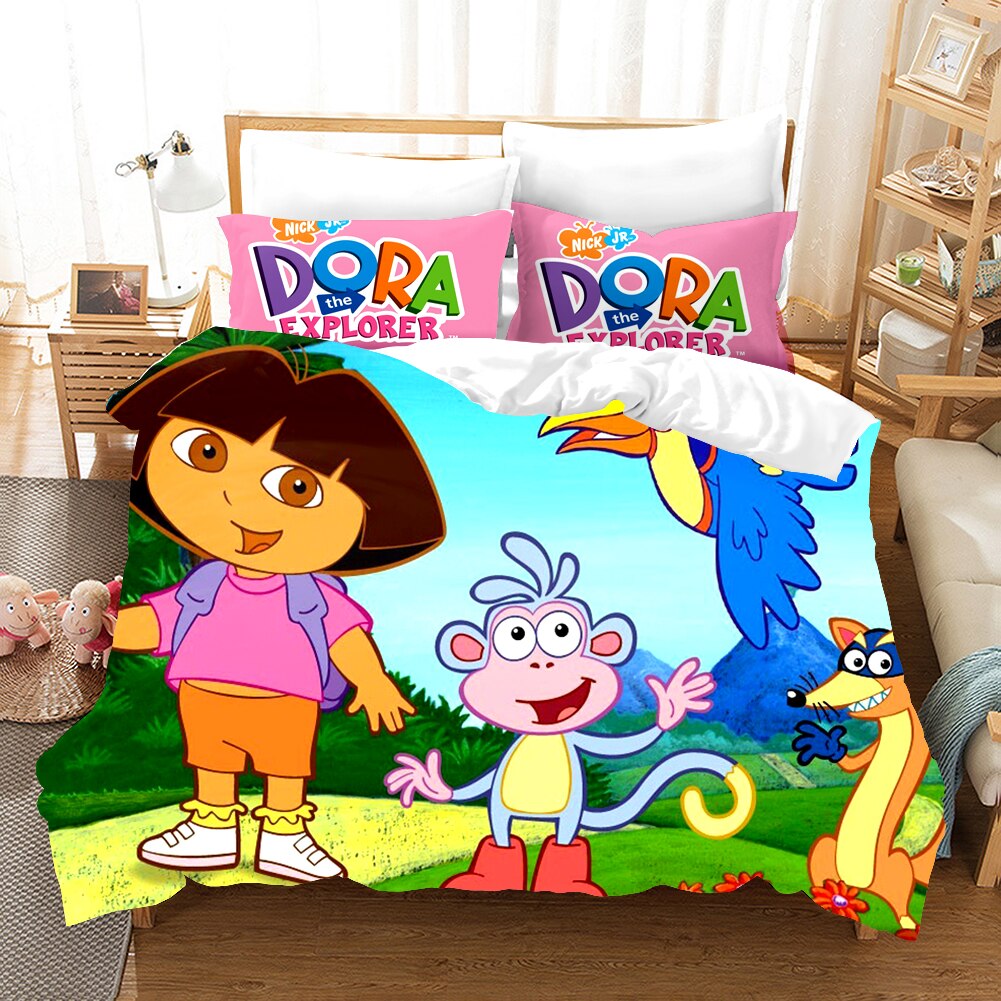 Parure De Lit Dora L’exploratrice – Drap Plat + Housse – Twin Size – Coton – Vintage Nickelodeon