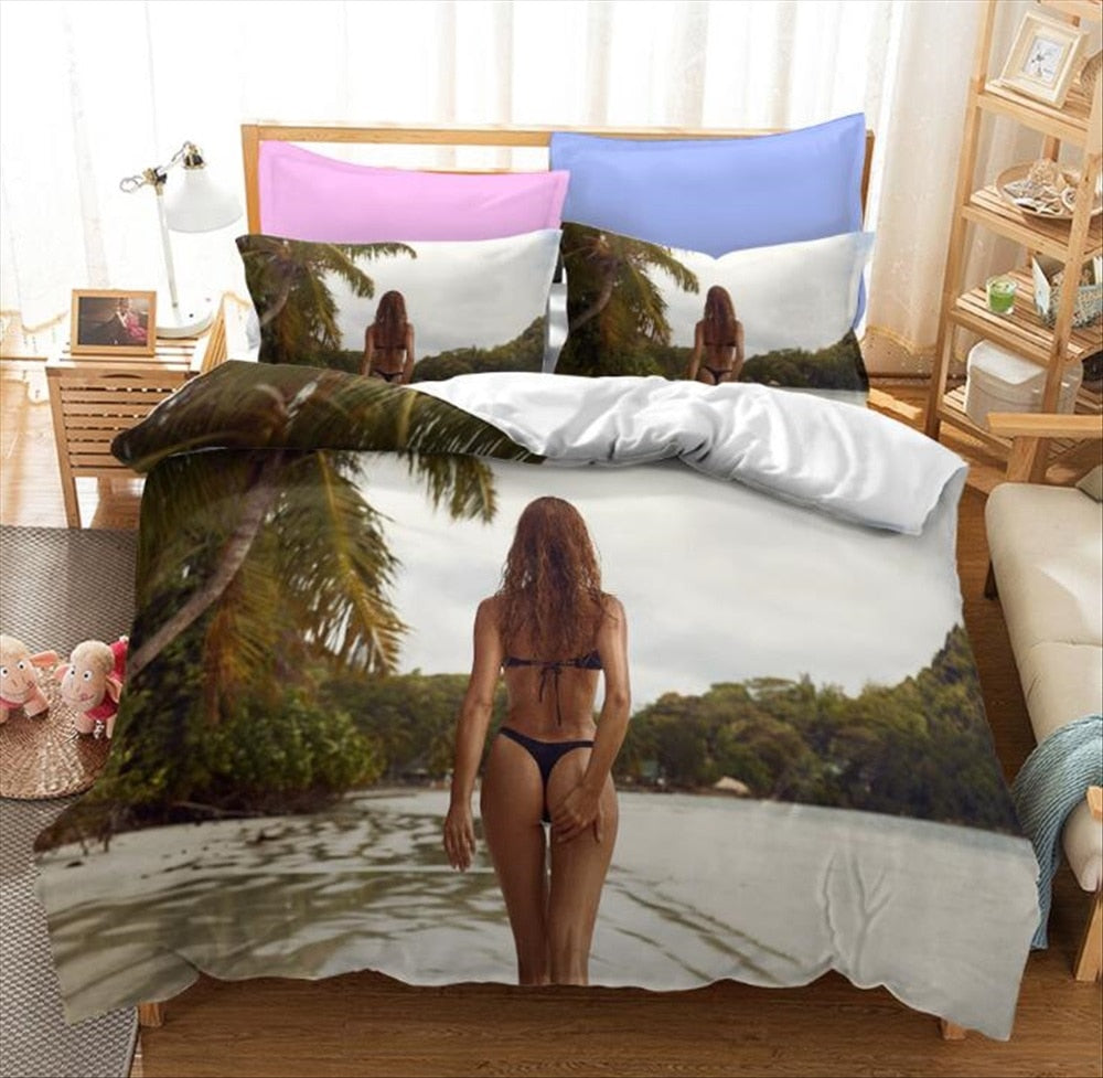 Housse De Couette Fille En String Sur La Plage 140 x 200 cm – MaHousseEtMoi