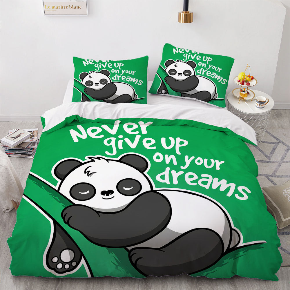 Housse De Couette Verte Panda Mignon