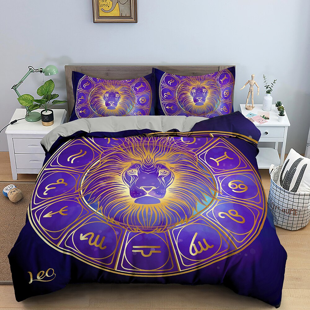 Housse De Couette Astrologie Violette Lion