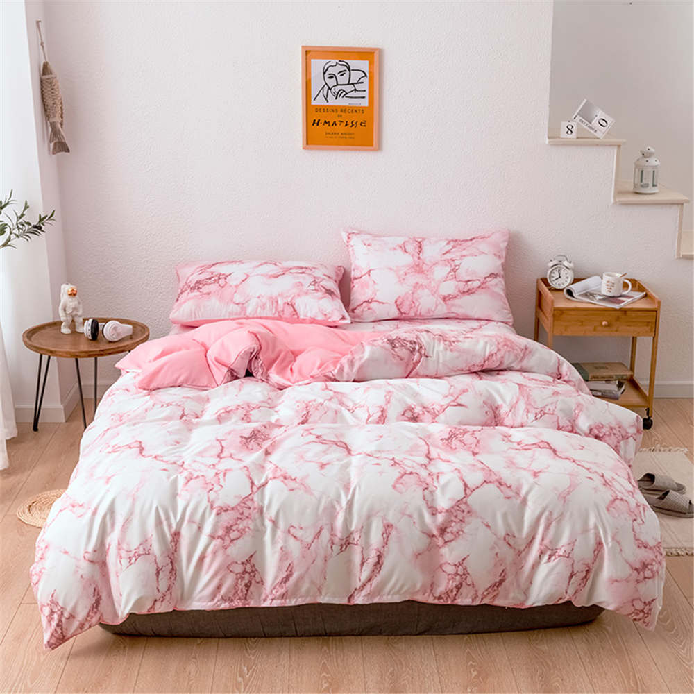 Housse De Couette Marbre Rose 