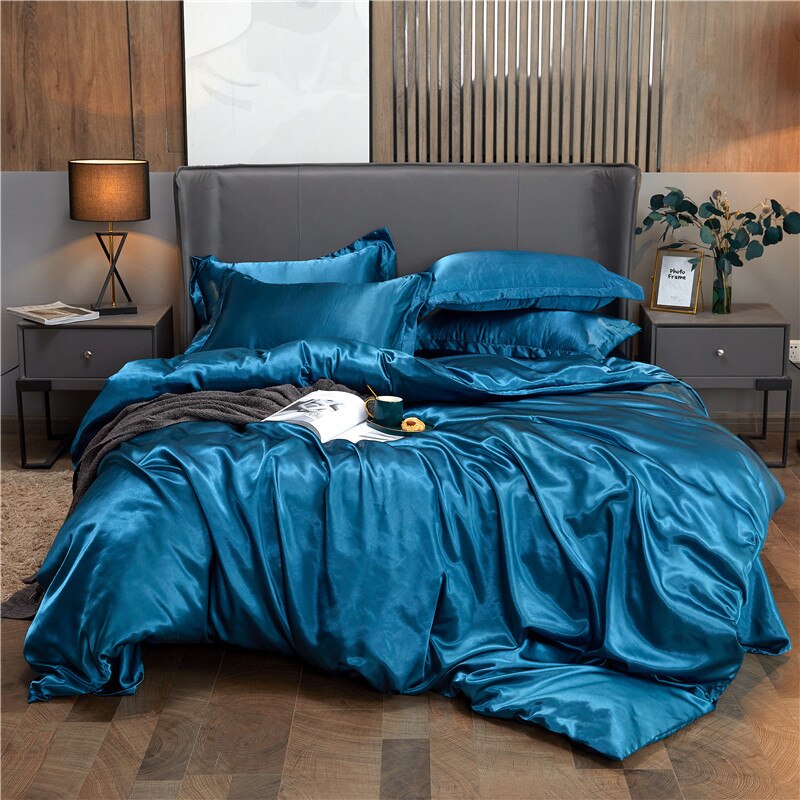 Housse de Couette Polycoton Bleu Canard