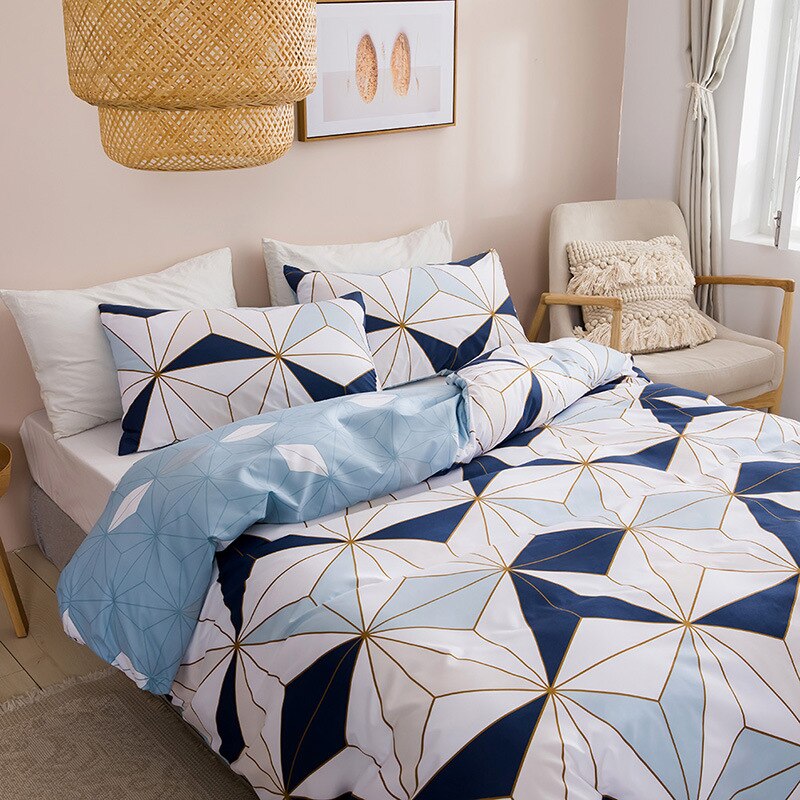 Housse De Couette Scandinave Bleue Et Blanche